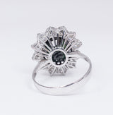 Vintage Weißgoldring mit Saphir (6.2 ct) und Diamanten, 50er Jahre - Antichità Galliera