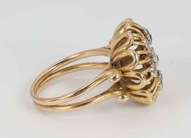 Anello vintage in oro con diamanti , anni 50