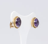 Vintage 18k gold earrings with purple sapphires, 50s - Antichità Galliera