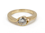 Vintage 18k gold ring with a brilliant cut diamond of approx. 0.7 ct. 70's