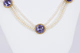 Vintage necklace in 18k gold with beads and purple sapphires, 50s - Antichità Galliera