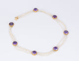 Vintage Halskette aus 18 Karat Gold mit Perlen und lila Saphiren, 50er Jahre - Antichità Galliera