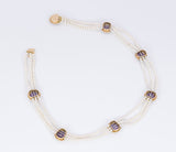 Vintage Halskette aus 18 Karat Gold mit Perlen und lila Saphiren, 50er Jahre - Antichità Galliera