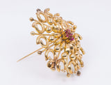 Vintage Brosche aus 18 Karat Gold und Fuchsia Steinen, 50er Jahre - Antichità Galliera