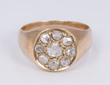 Antique chevalier ring in 18K gold with pink coroné cut diamonds, 30s / 40s - Antichità Galliera