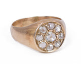Antique chevalier ring in 18K gold with pink coroné cut diamonds, 30s / 40s - Antichità Galliera