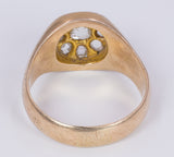 Antique chevalier ring in 18K gold with pink coroné cut diamonds, 30s / 40s - Antichità Galliera