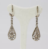 Liberty-Ohrringe aus Gold und Silber mit Diamant- und Perlenrosetten