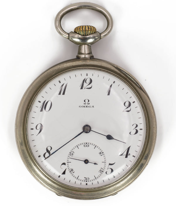 Omega pocket watch in steel, early 1900s