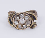 Freiheitsring mit Meerjungfrauen, 14 Karat Gold mit Diamanten im Rosettenschliff - Antichità Galliera