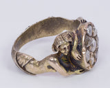 Freiheitsring mit Meerjungfrauen, 14 Karat Gold mit Diamanten im Rosettenschliff - Antichità Galliera