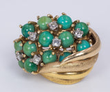 Vintage 18K gold ring with turquoise and diamonds, 50s - Antichità Galliera