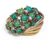 Vintage 18 Karat Gold Ring mit Türkis und Diamanten, 50er Jahre - Antichità Galliera