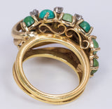 Anello vintage in oro 18K con turchesi e diamanti, anni '50 - Antichità Galliera