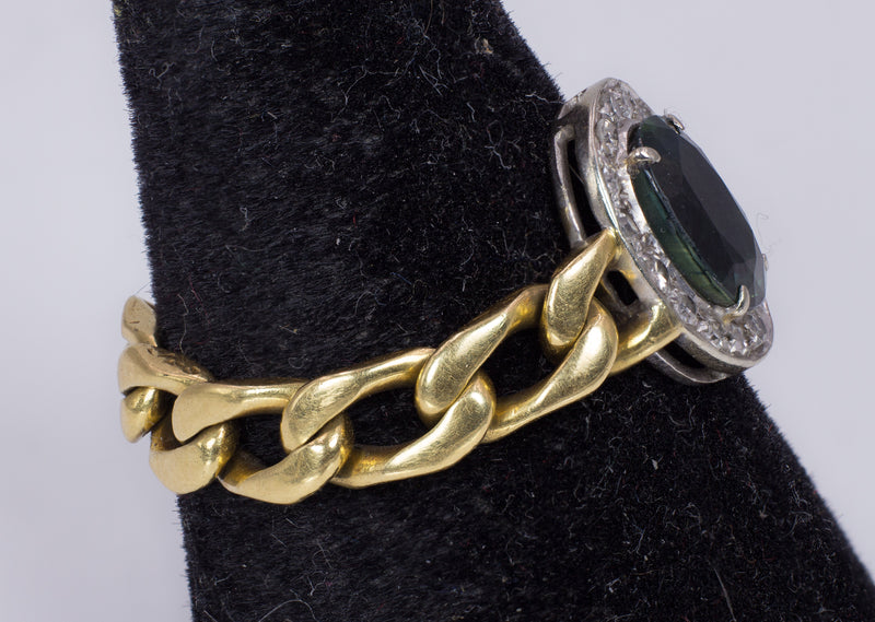 Anello vintage in oro 18k con topazio centrale e diamanti , anni 80 - Antichità Galliera