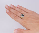 Vintage ring in 18k gold with central topaz and diamonds, 80s - Antichità Galliera