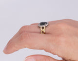 Vintage Ring aus 18 Karat Gold mit zentralem Topas und Diamanten, 80er Jahre - Antichità Galliera