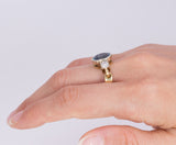 Vintage 18 Karat Goldring mit Aquamarin und Diamanten, 70er Jahre - Antichità Galliera