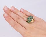 Vintage 18K gold ring with turquoise and diamonds, 50s - Antichità Galliera
