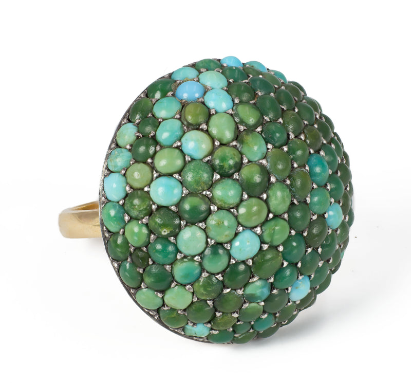 Vintage gold ring with turquoise, 1960s