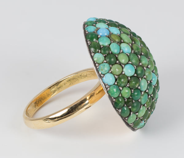 Bague vintage en or avec turquoise, 1960