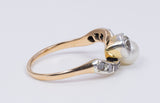 Vintage Ring aus 18 Karat Gold und Silber mit Diamanten und Rosetten, 40er Jahre - Antichità Galliera