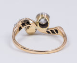 Vintage Ring aus 18 Karat Gold und Silber mit Diamanten und Rosetten, 40er Jahre - Antichità Galliera