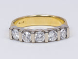 Vintage 18k gold riviera ring with brilliant cut diamonds (0,90 ct estimated), 70s - Antichità Galliera