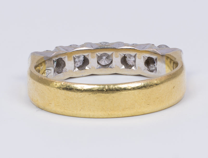 Anello vintage a riviera in oro 18k con diamanti taglio brillante (0,90 ct stimato ) , anni 70 - Antichità Galliera