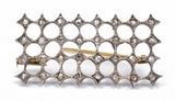 Antique brooch in 18k gold and silver with diamond rosettes, 20s / 30s
