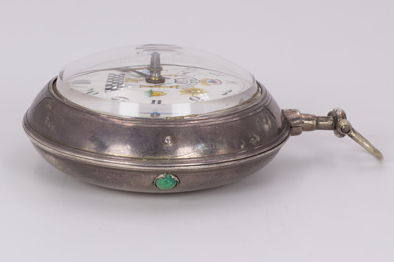 Orologio da tasca massonico in argento , prima metà dell'800