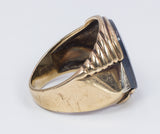 10K gold men's ring with engraved hematite, 40s