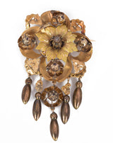 Antike Goldbrosche mit Diamanten im Rosettenschliff, spätes 800. Jahrhundert