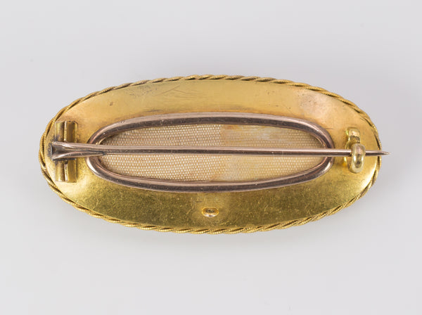 Spilla antica in oro con diamanti taglio vecchio e perle, primi del '900