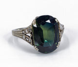 Vintage Ring aus 18 Karat Gold mit Diamanten im grünen Topas- und Rosettenschliff, 30er Jahre