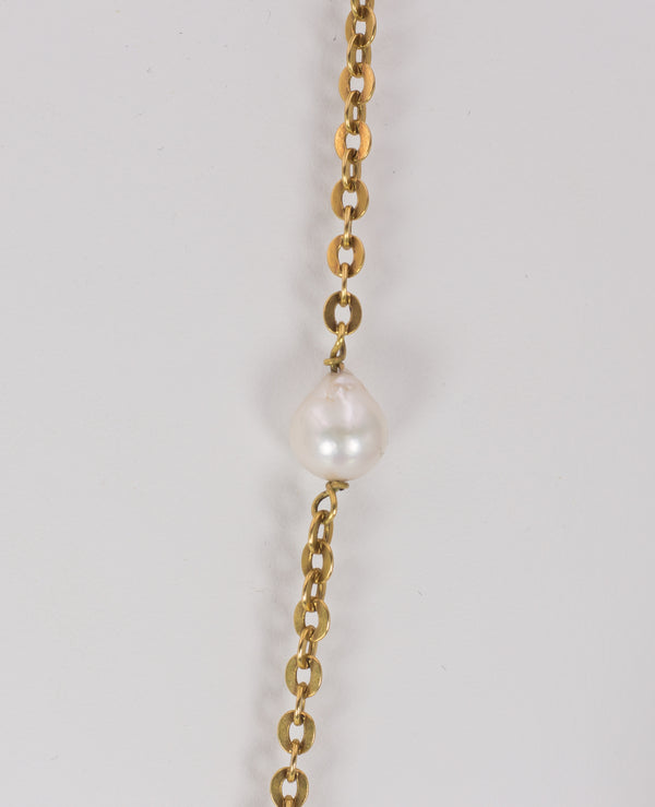 Vintage necklace in 18k gold with scaramazze pearls, 1960s