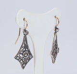 Art Decò earrings in 14k gold and silver with diamond rosettes, 1930s