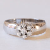 Vintage Ehering aus 14 Karat Weißgold mit Diamant + Gänseblümchenring (ca. 0.35 Karat), 70er Jahre