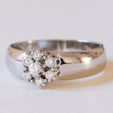 Vintage Ehering aus 14 Karat Weißgold mit Diamant + Gänseblümchenring (ca. 0.35 Karat), 70er Jahre