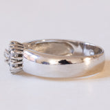 Vintage Ehering aus 14 Karat Weißgold mit Diamant + Gänseblümchenring (ca. 0.35 Karat), 70er Jahre