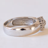 Vintage Ehering aus 14 Karat Weißgold mit Diamant + Gänseblümchenring (ca. 0.35 Karat), 70er Jahre