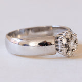 Vintage Ehering aus 14 Karat Weißgold mit Diamant + Gänseblümchenring (ca. 0.35 Karat), 70er Jahre