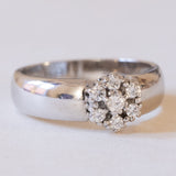 Vintage Ehering aus 14 Karat Weißgold mit Diamant + Gänseblümchenring (ca. 0.35 Karat), 70er Jahre