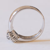 Vintage Ehering aus 14 Karat Weißgold mit Diamant + Gänseblümchenring (ca. 0.35 Karat), 70er Jahre