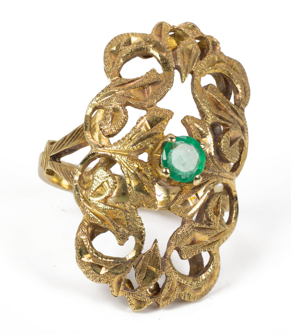 Vintage gold ring with emerald, 1930s