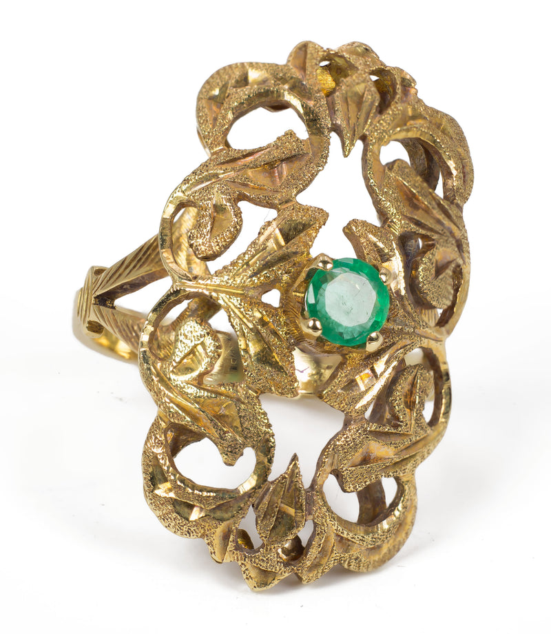 Anello vintage in oro con smeraldo, anni 30