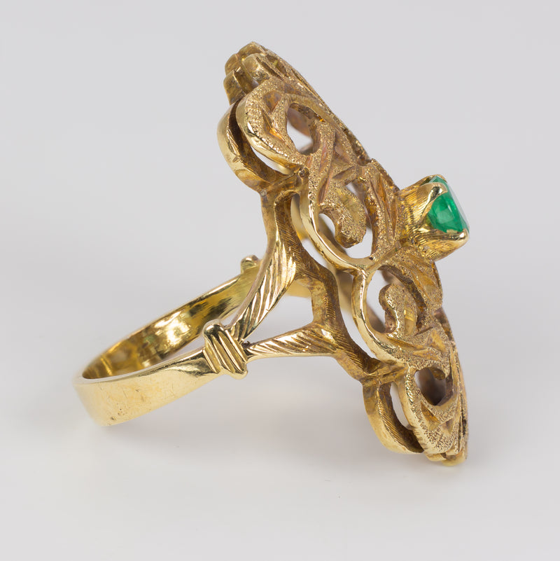 Anello vintage in oro con smeraldo, anni 30