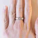 Vintage Ehering aus 14 Karat Weißgold mit Diamant + Gänseblümchenring (ca. 0.35 Karat), 70er Jahre