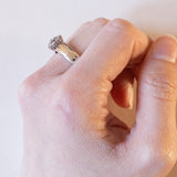 Vintage Ehering aus 14 Karat Weißgold mit Diamant + Gänseblümchenring (ca. 0.35 Karat), 70er Jahre