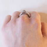 Vintage Ehering aus 14 Karat Weißgold mit Diamant + Gänseblümchenring (ca. 0.35 Karat), 70er Jahre
